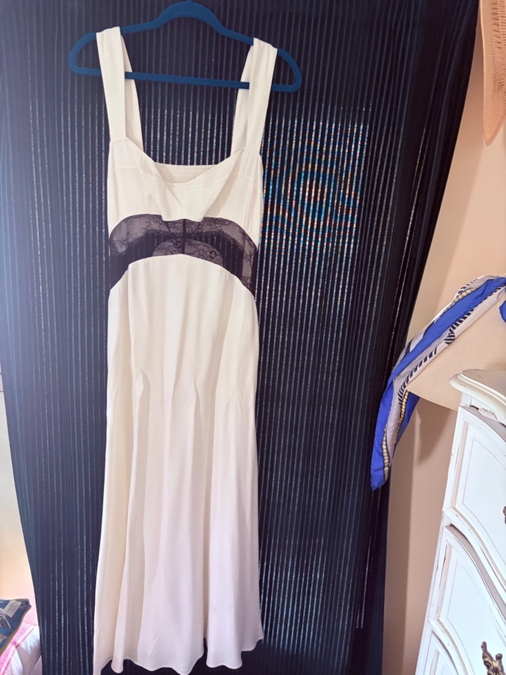 BHLDN by Anthropologie Bridal Ivory Maxi Dress with Black Lace Waistband
